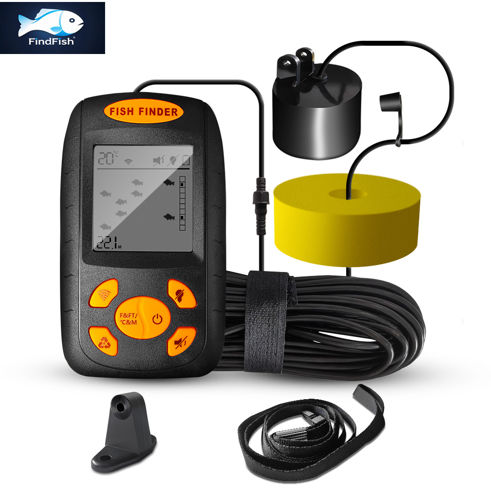 Fish Finder Transducer 200Khz - FindFish เครื่องหาปลาแบบพกพาอัจฉริยะ กล้องตรวจจับปลาใต้น้ำพร้อมระบบเตือนเสียง ทรานสดิวเซอร์ เครื่องหาปลา ระยะ
