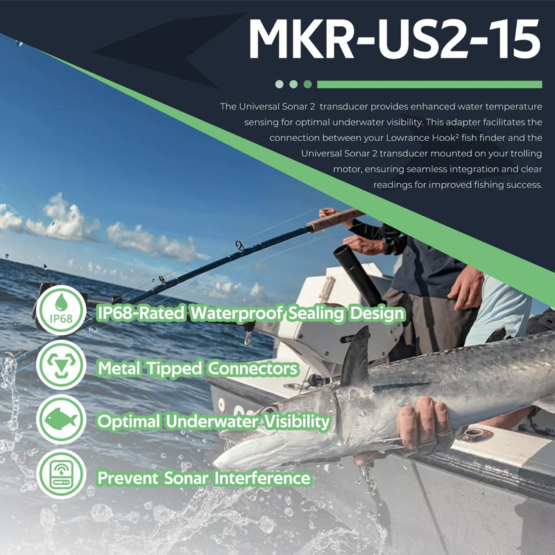 Fish Finder Lowrance Hook - 1852075 MKR-US2-15 สายอะแดปเตอร์ Universal Sonar 2