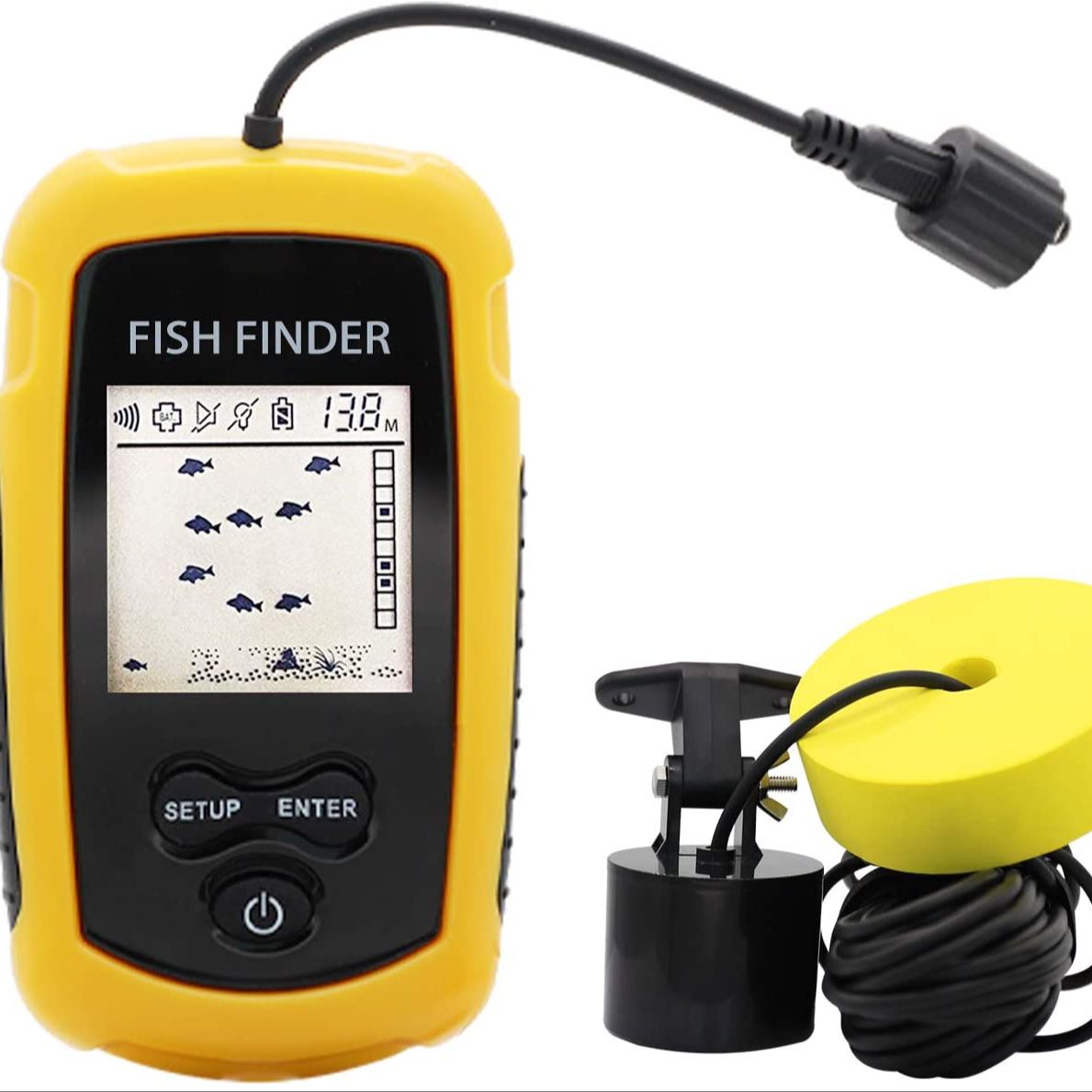 Fish Finder Transducer 200Khz - นาฬิกาปลุก 100M แบบพกพา SONAR Fish Finders