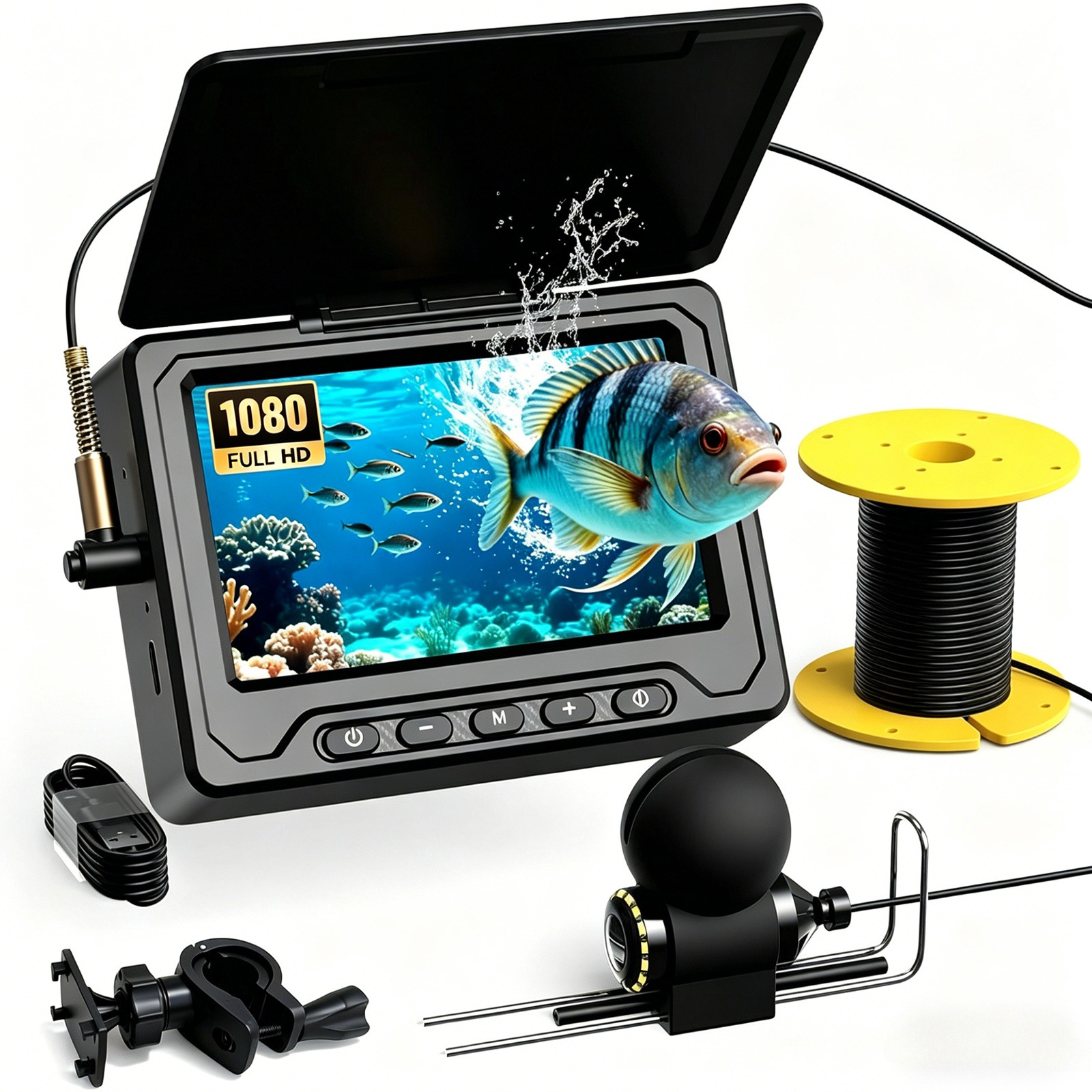 Fish Finder Kayak Portable - [กล้องถ่ายภาพใต้น้ำสำหรับปลา 1080P แบตเตอรี่ 2000mAh] 4.3 นิ้ว