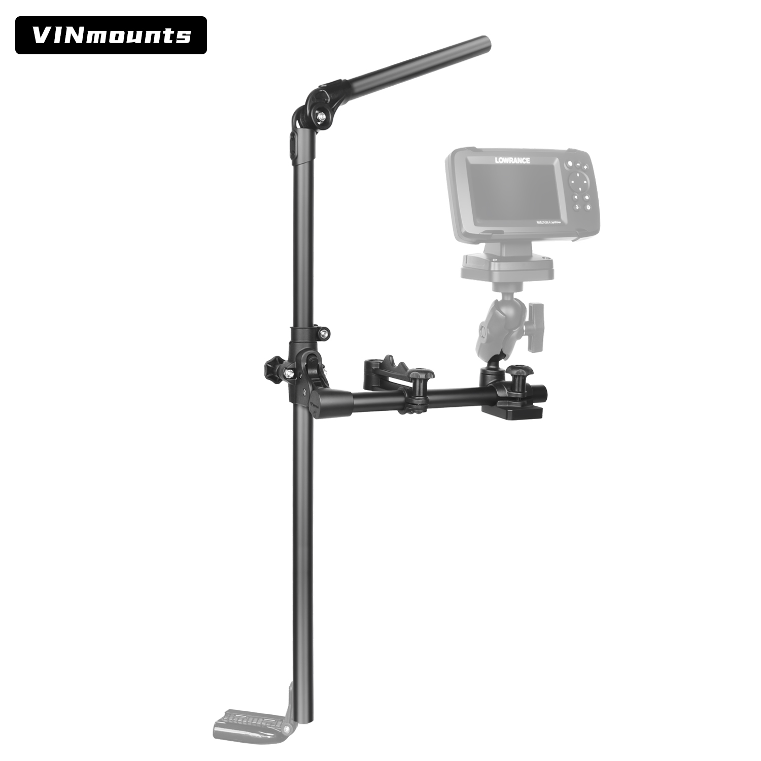 Fish Finder Transducer Mount - ขาตั้งทรานสดิวเซอร์แบบติดเสา VINmounts สำหรับเรือคายัค, Garmin LVS34 และ
