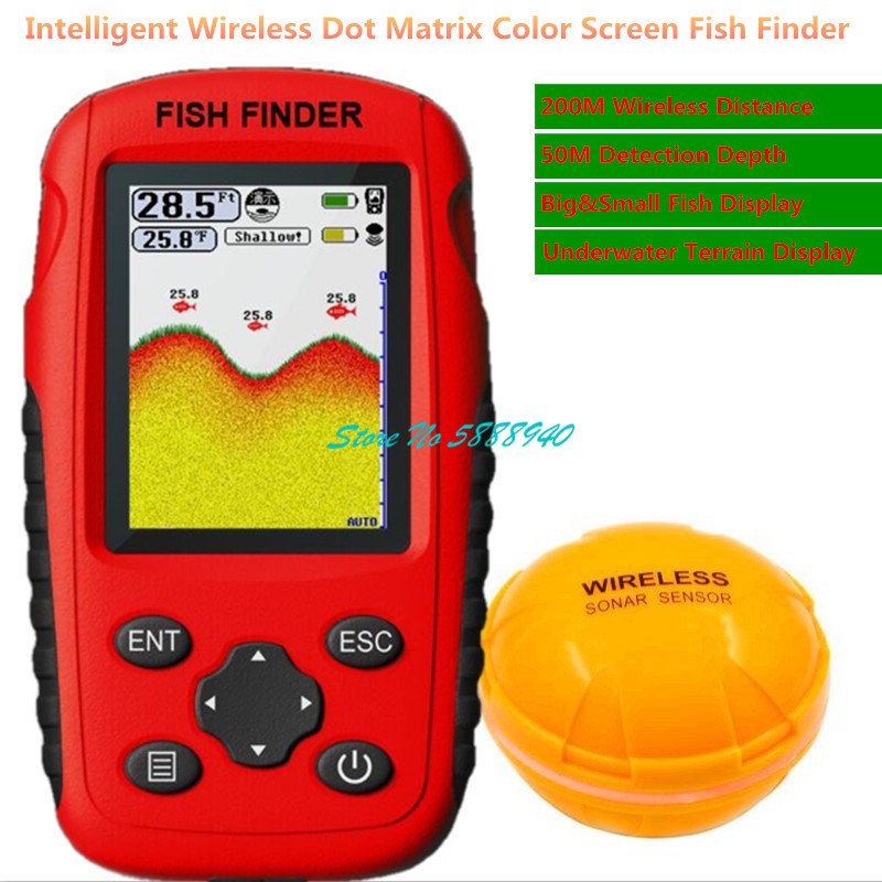 Chirp Sonar Fish Finder - อะไหล่เรือตกปลาแบบพกพาพร้อมเครื่องหาปลา ระยะตรวจจับ 200 เมตร เซ็นเซอร์โซนาร์แบบมีสายสำหรับตกปลา