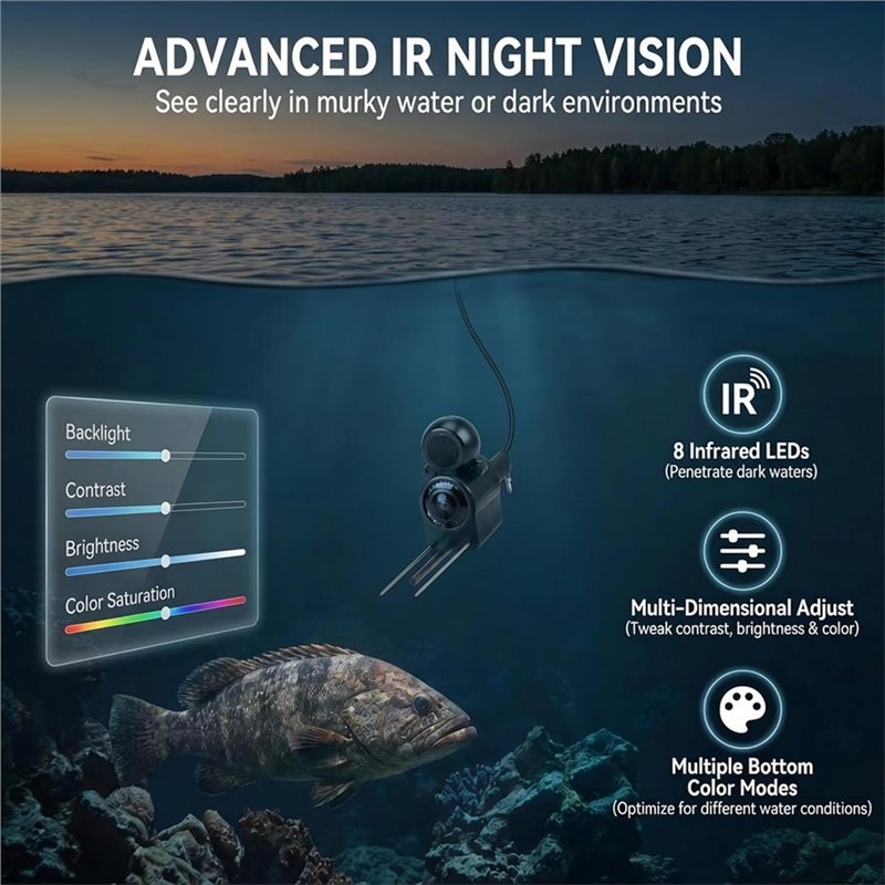 Fish Finder Kayak Portable - กล้องค้นหาปลาใต้น้ำคุณภาพสูง:220 ° เลนส์มุมกว้าง/อุปกรณ์พกพาสำหรับตกปลาในทะเล/ทะเลสาบ/เรือ/เรือคายัค ปลั๊กแบบ US