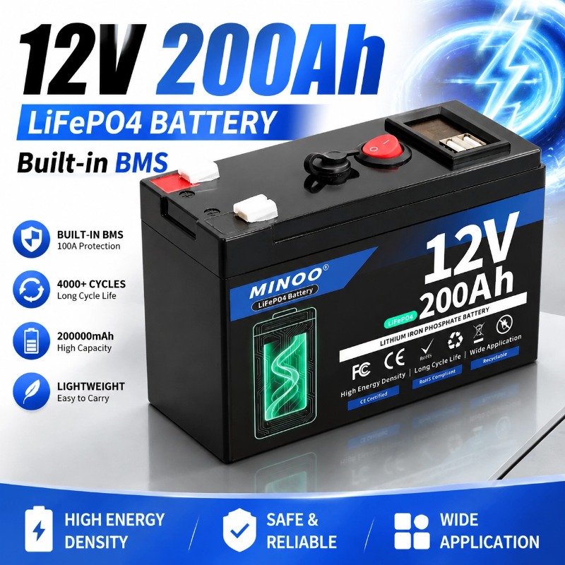 Fish Finder Battery 12V - แบตเตอรี่โซลาร์ LiFePO4 12V 200Ah แบบ Deep