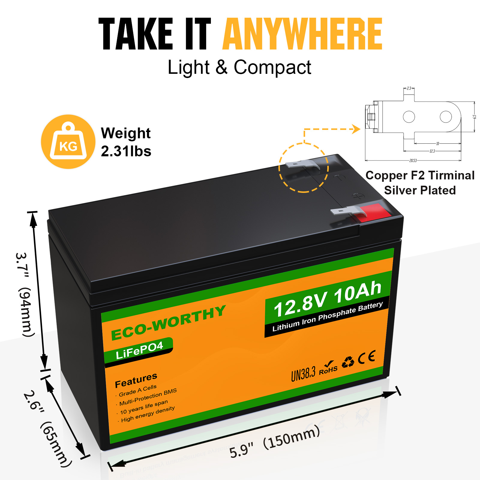 แบตเตอรี่ลิเธียม LiFePO4 ECO-W - Fish Finder Battery 12V บทวิจารณ์และราคา