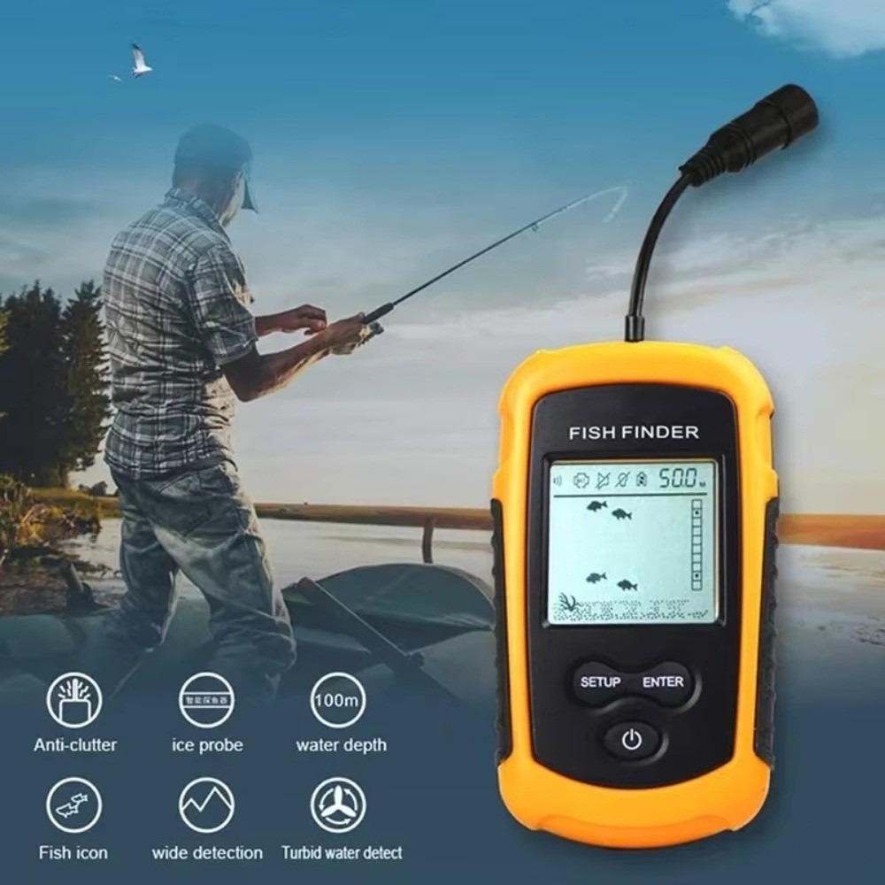 เครื่องหาปลาแบบพกพา หน้าจอ LCD - Fish Finder Castable Wireless บทวิจารณ์และราคา