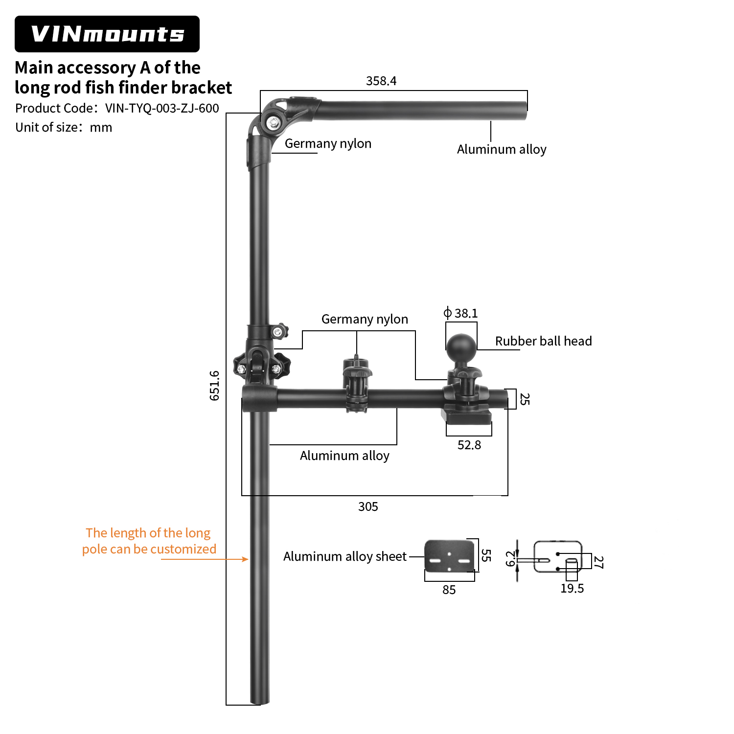 ขาตั้งทรานสดิวเซอร์แบบติดเสา V - Fish Finder Transducer Mount บทวิจารณ์และราคา