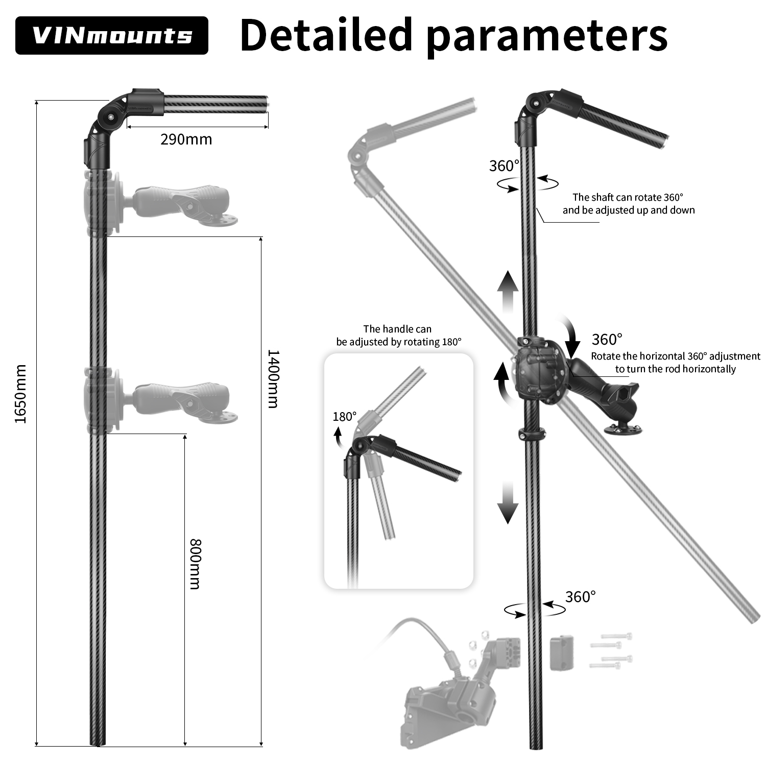 ขาตั้งคาร์บอนไฟเบอร์สำหรับติดต - Fish Finder Transducer Mount บทวิจารณ์และราคา