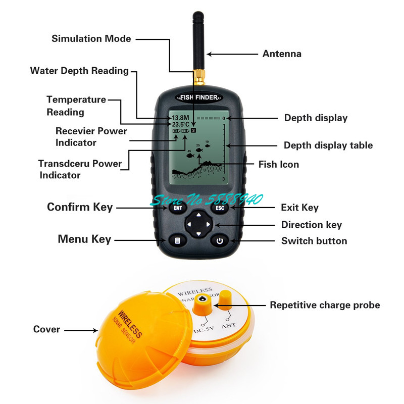 อะไหล่เรือตกปลาแบบพกพาพร้อมเคร - Chirp Sonar Fish Finder บทวิจารณ์และราคา