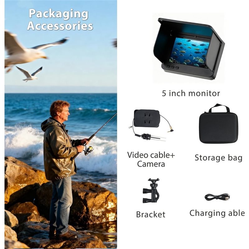 กล้องค้นหาปลาใต้น้ำคุณภาพสูง:2 - Fish Finder Kayak Portable บทวิจารณ์และราคา